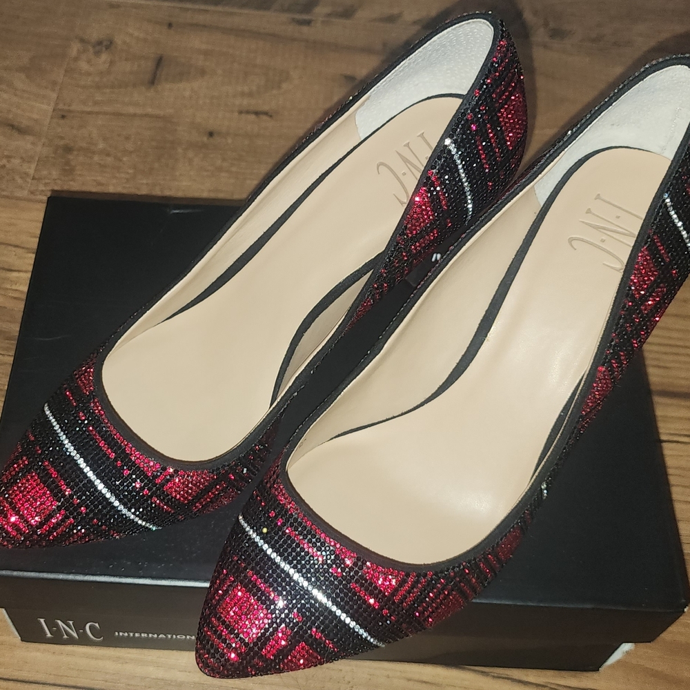 INC International Concepts Red Sequin Pointed-Toe Pumps - Picture 6 of 9